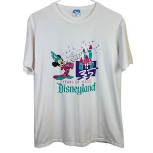 Vintage Disneyland 35 Years Of Magic T-Shirt Large White Mickey Sorcerer Cotton